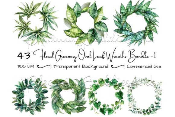Download Watercolor Wreath Greenery Clipart Set - Watercolor wreath Collection