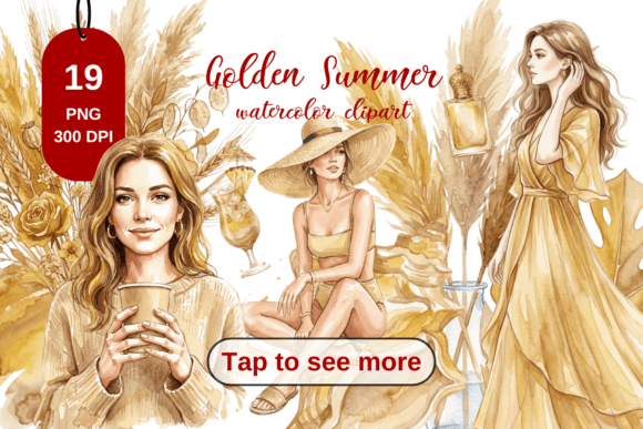 Download Golden Summer Watercolor Clipart, PNG - Premium Resources