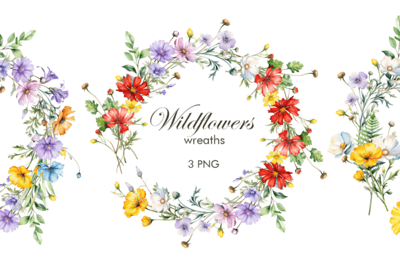 Download Wildflowers Frames. Watercolor Wreath - Premium Resources