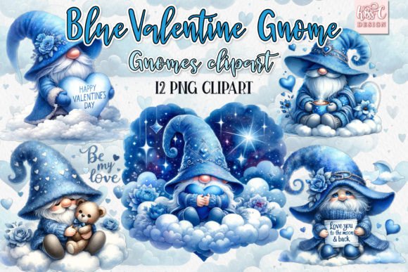 Download Watercolor Blue Valentine Gnome PNG - Valentine gnome Collection