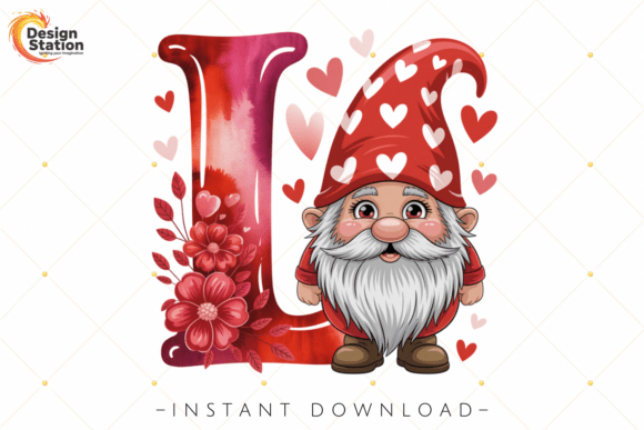 Download Letter L Alphabet Valentine Gnome PNG - Valentine gnome Collection