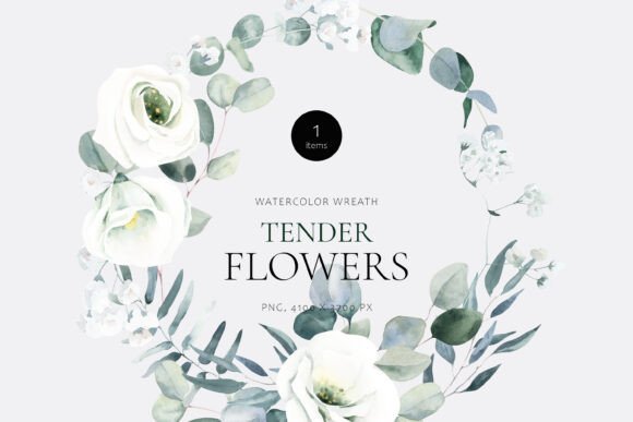 Download Tender Flowers Watercolor Wreath - Watercolor wreath Collection